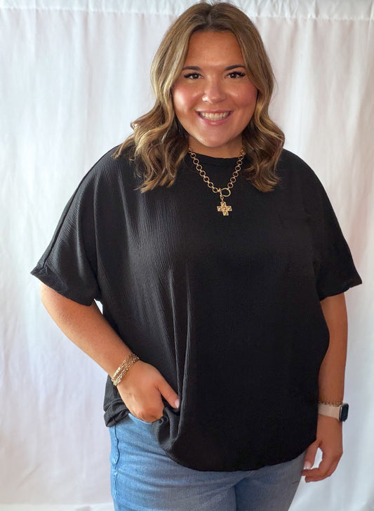 Black Dolman Sleeve Top