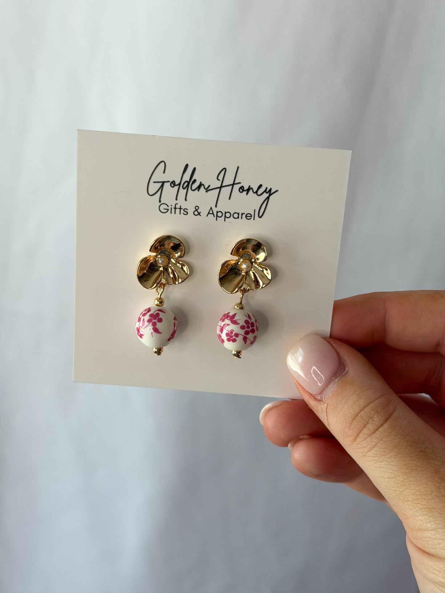 Pink Chinoiserie Earrings