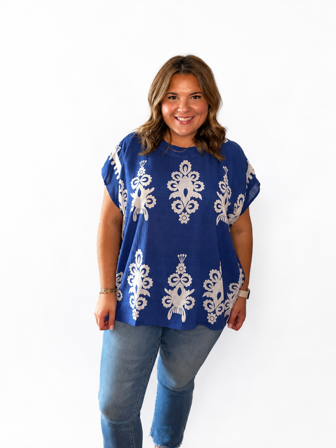 Cobalt Blue Poncho Top