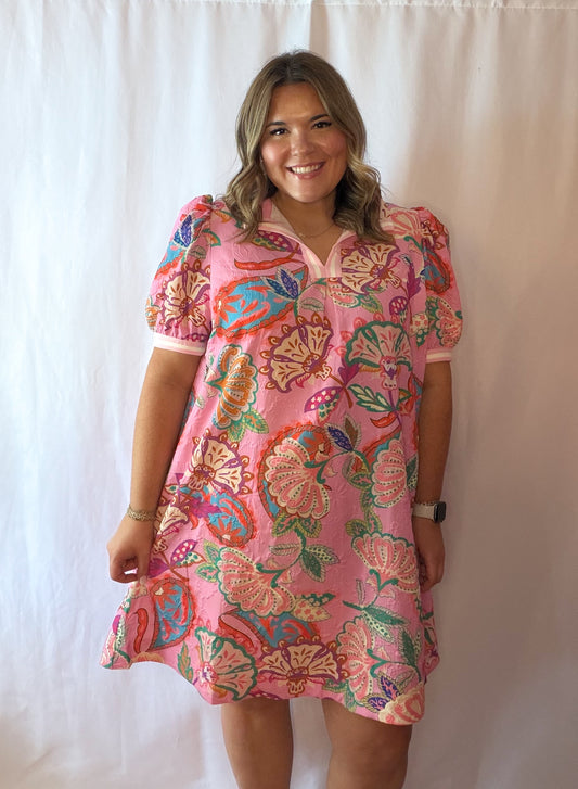 Pink Paisley Print Dress