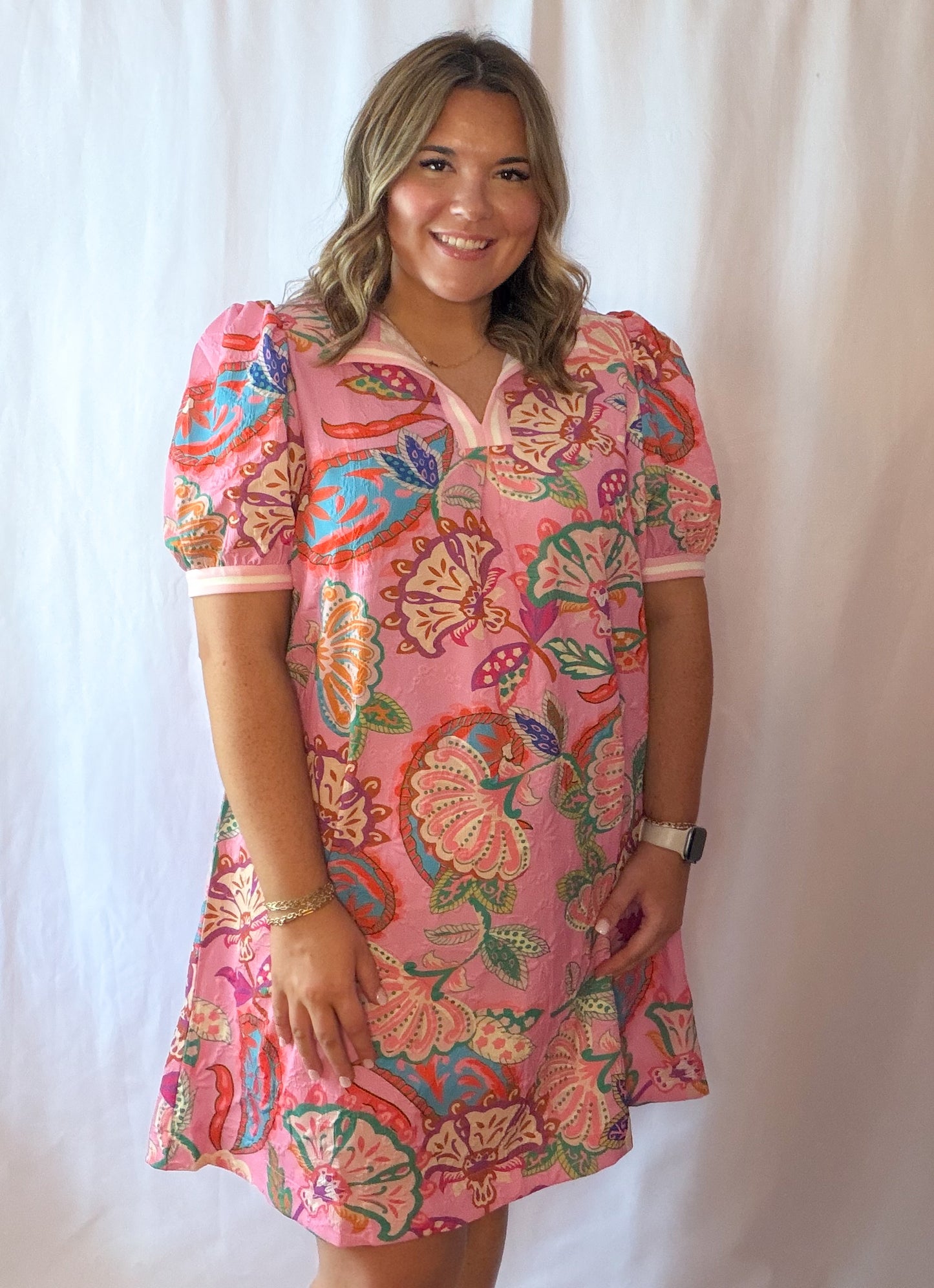 Pink Paisley Print Dress