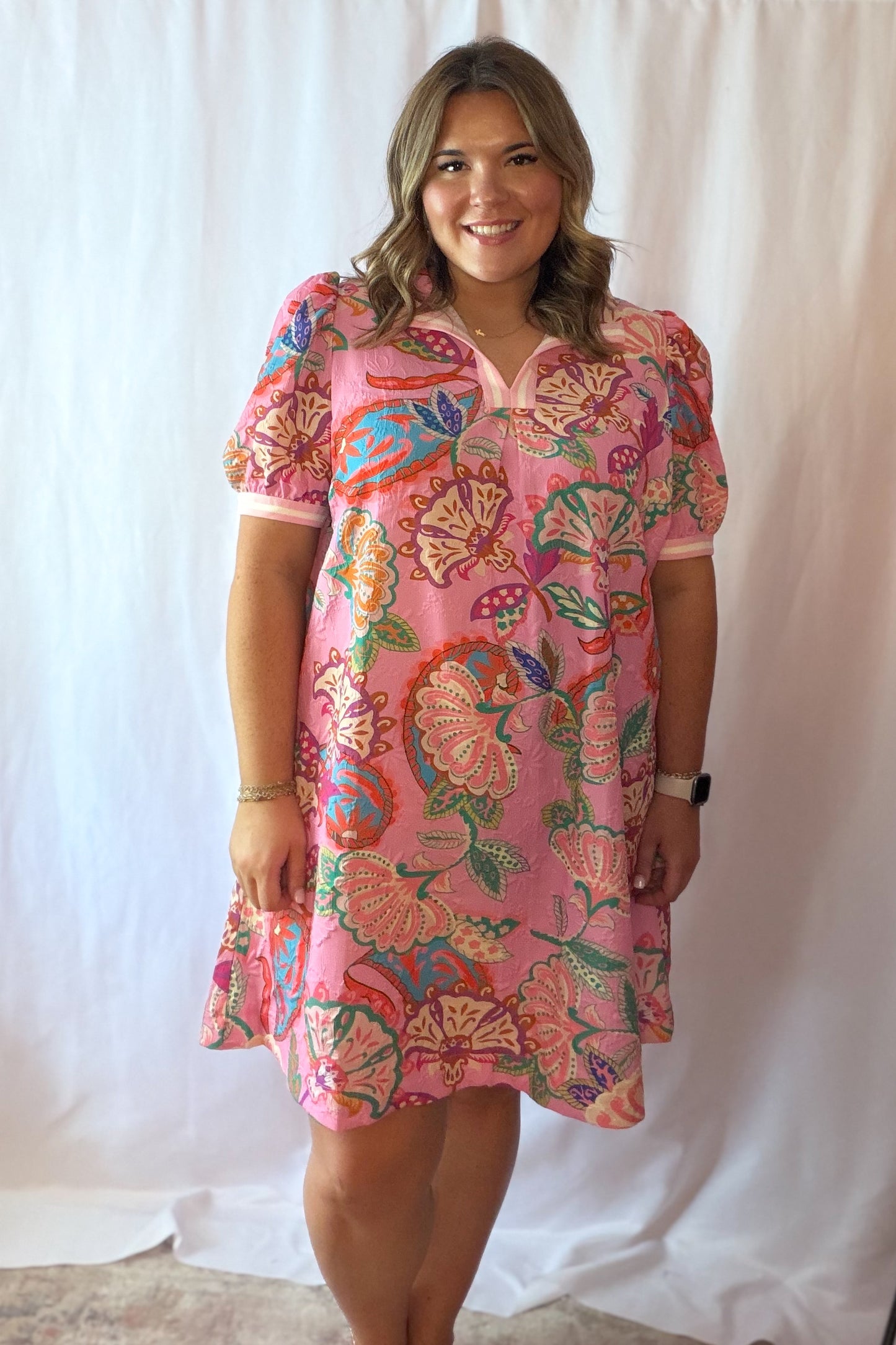 Pink Paisley Print Dress