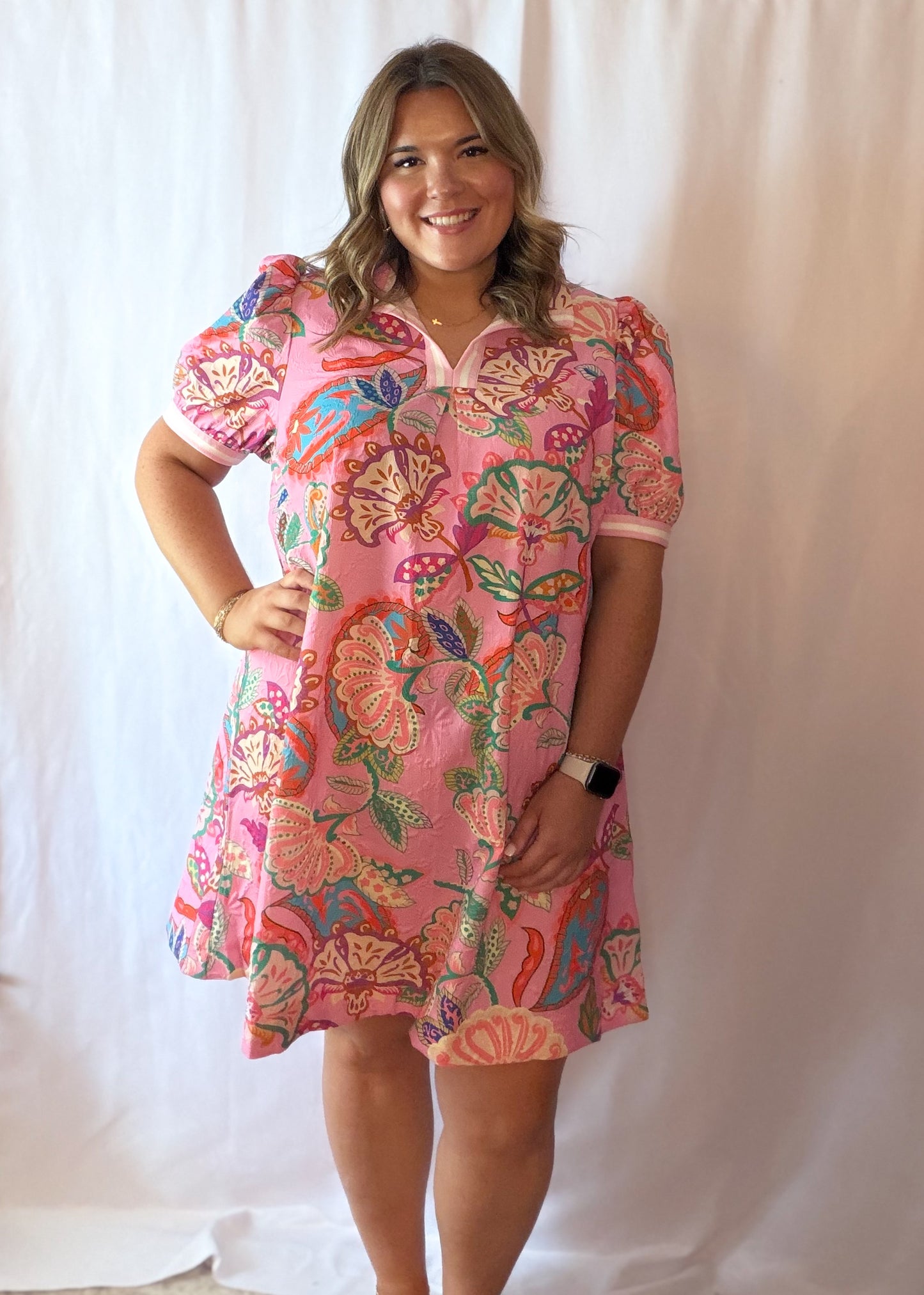 Pink Paisley Print Dress