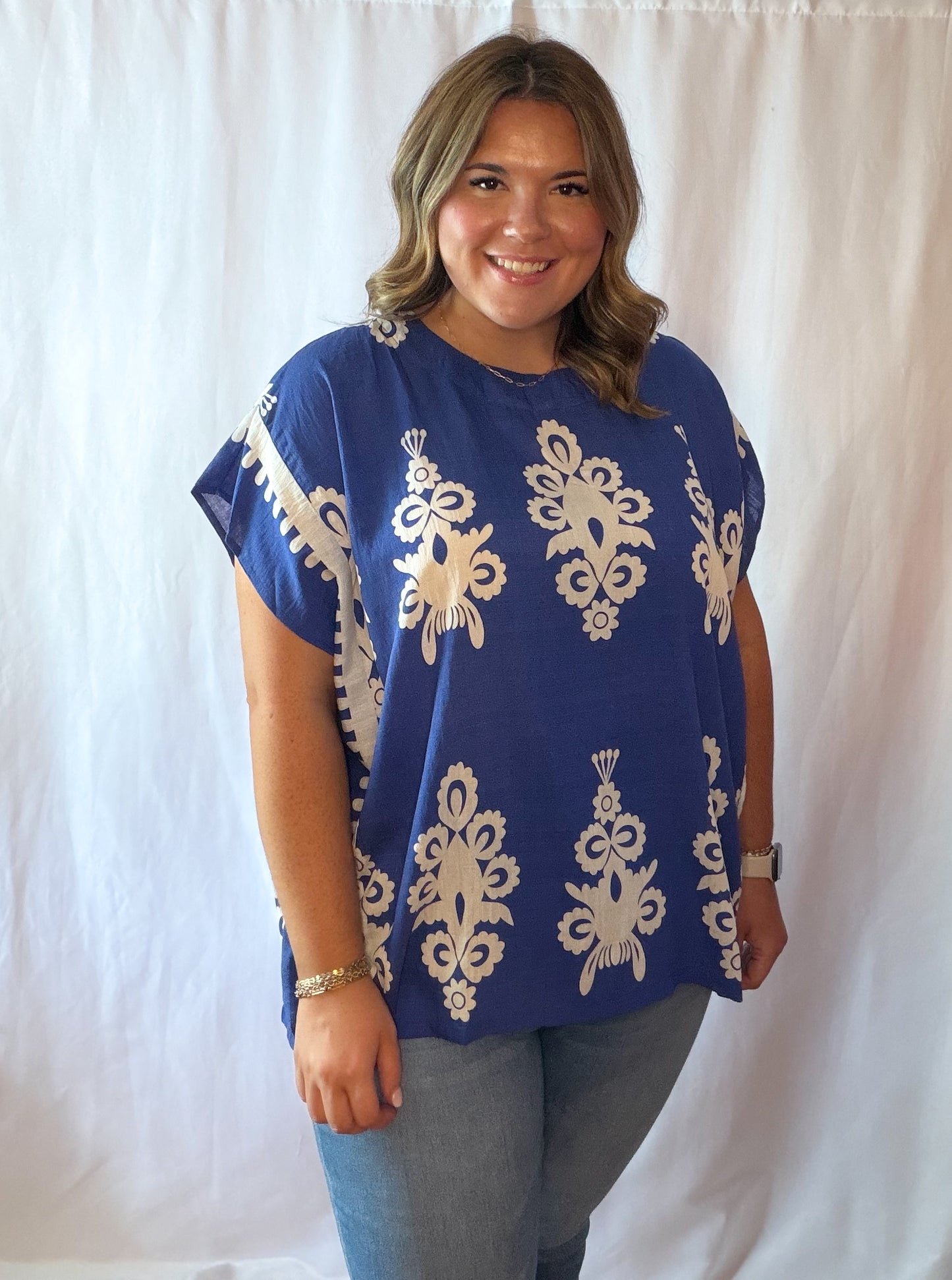 Cobalt Blue Poncho Top