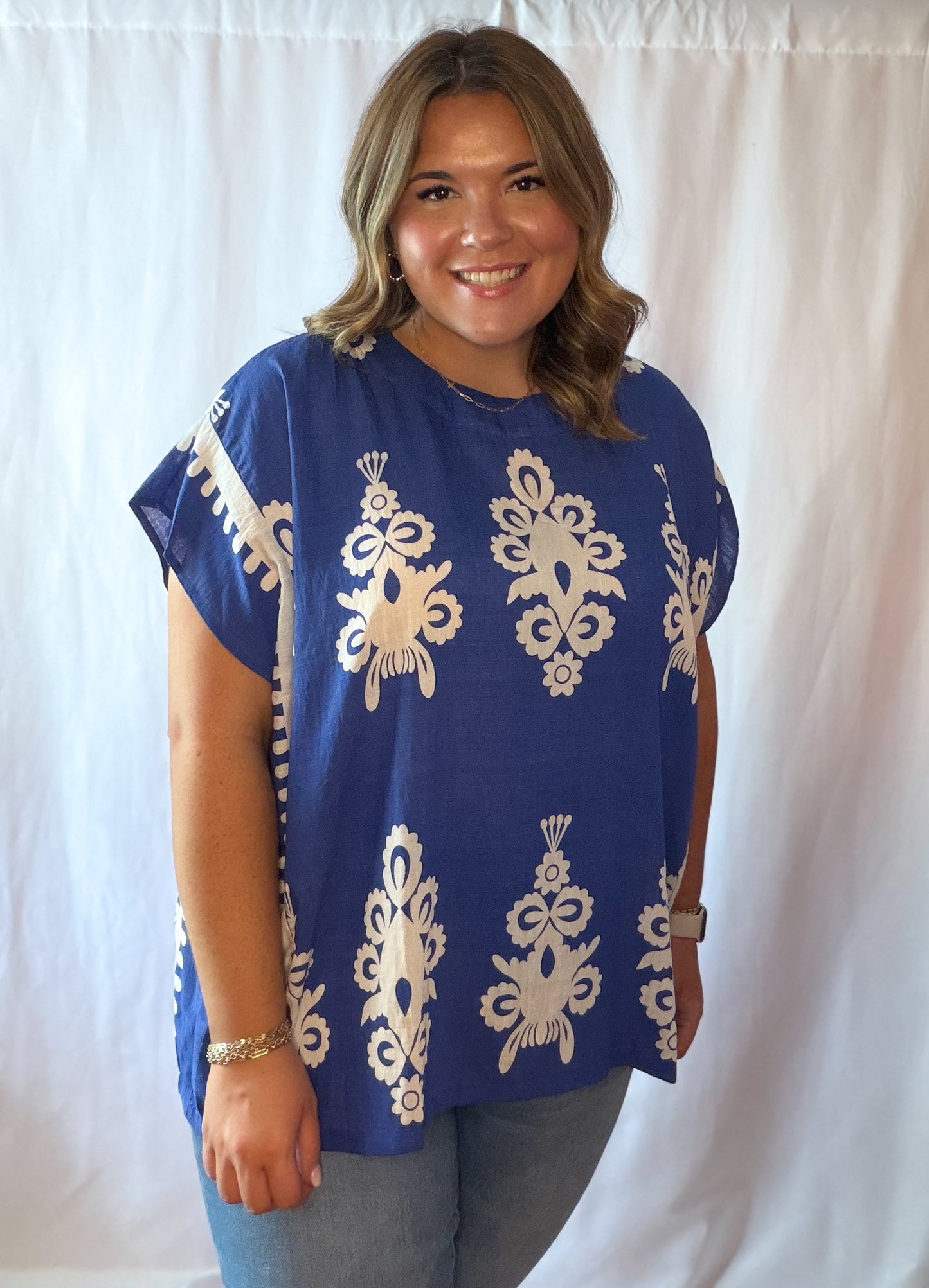 Cobalt Blue Poncho Top