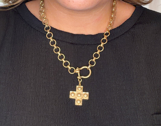 Gold Cross Pendant Necklace