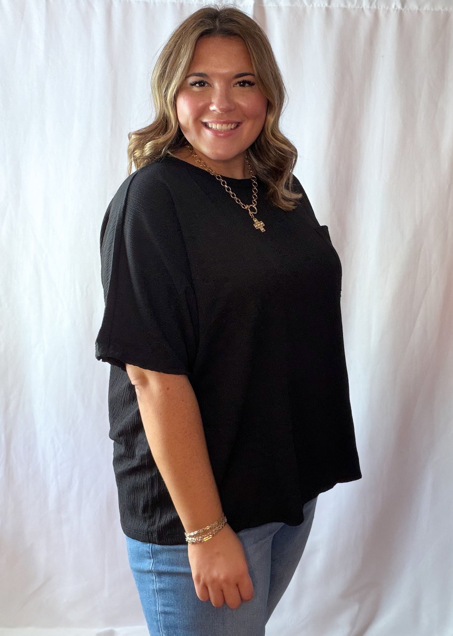 Black Dolman Sleeve Top