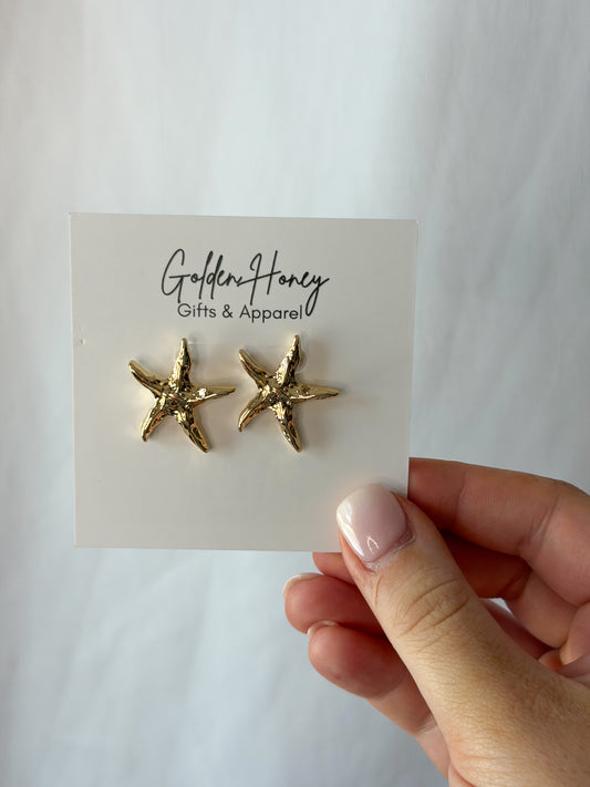 Gold Starfish Earrings