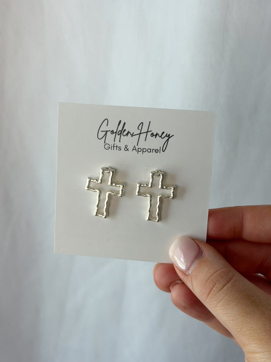Silver Cross Stud Earrings