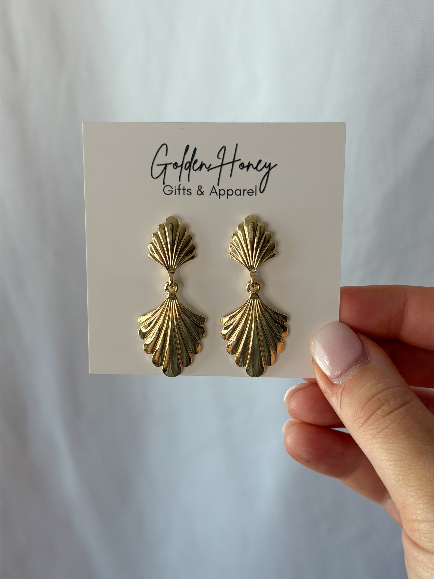 Gold Fanned Earrings