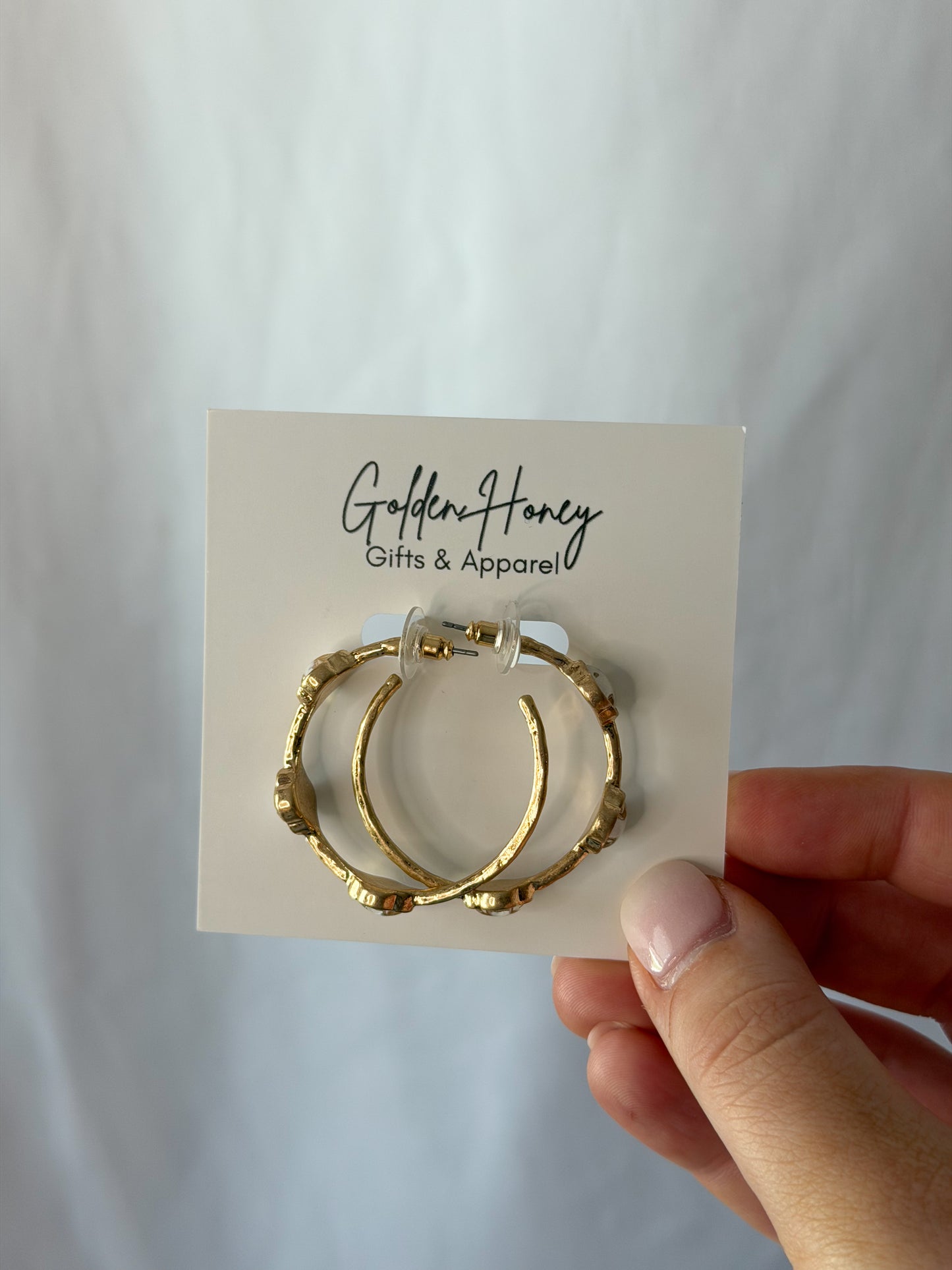 White Clover Stone Hoops