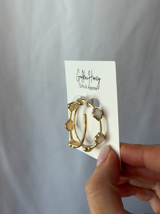 White Clover Stone Hoops